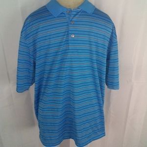 PGA Tour Blue Striped Golf Polo Shirt